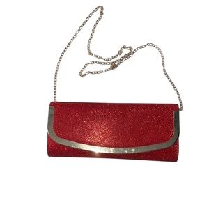 NWOT Red Sparkle Evening Clutch/Shoulder Bag